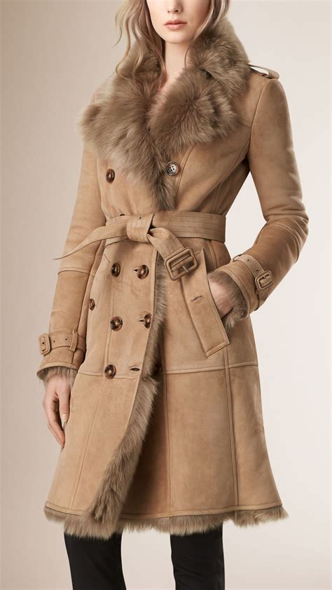 womens burberry coat cheap|burberry shearling coats women's.